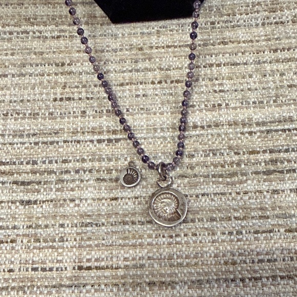 Lee Brevard Iolite Peal & Sterling Silver Fossil Pendant & LB Fossil Earring